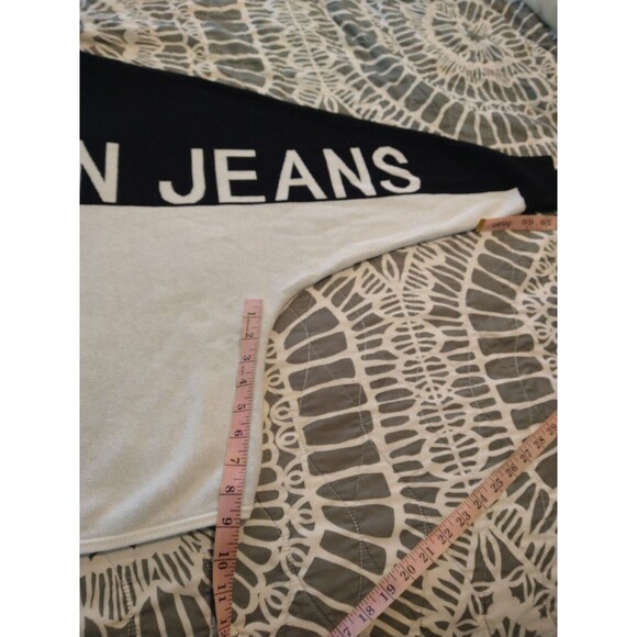 CALVIN KLEIN - WOMEN'S BLACK WHITE COLOR BLOCK LOGO SWEATER - SZ XL - Picture 3 of 7